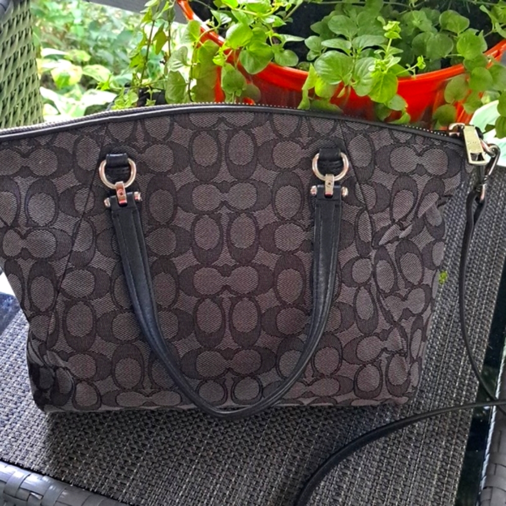 COACH Prairie 36311 Black& Gray "C" Signature, Silver Hardware EC - Picture 2 of 12